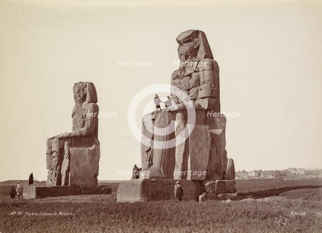 Thebes, The Colossi of Memnon, 1870s. Creator: Henri Béchard (French).