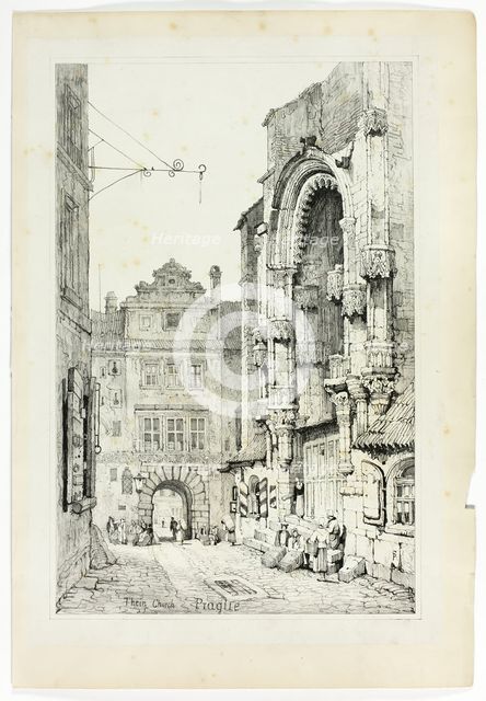 Thein Church, Prague, 1833. Creator: Samuel Prout.