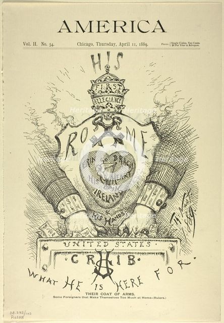Their Coat of Arms, published April 11, 1889. Creator: Thomas Nast.