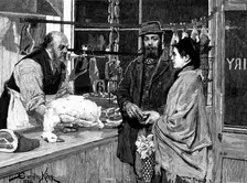Their Christmas Dinner - Goose, drawn by G. King, 1883. Creator: Eugène Froment