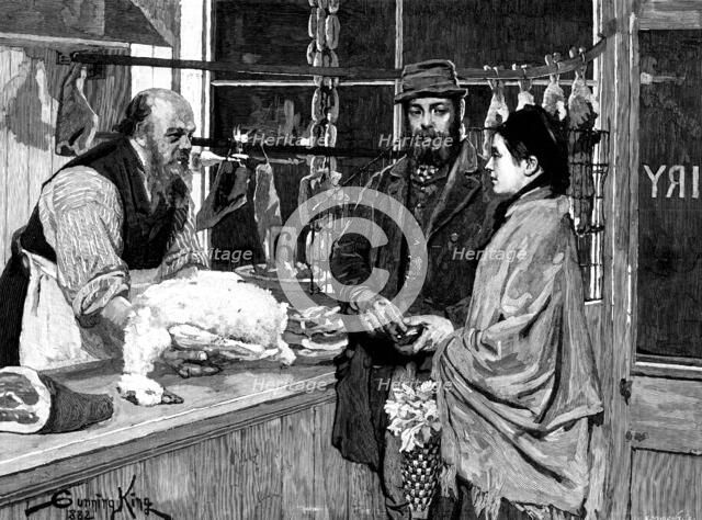 Their Christmas Dinner - Goose, drawn by G. King, 1883. Creator: Eugène Froment.