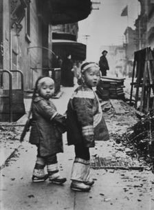 Their first photograph, Chinatown, San Francisco, between 1896 and 1906. Creator: Arnold Genthe