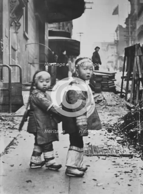 Their first photograph, Chinatown, San Francisco, between 1896 and 1906. Creator: Arnold Genthe.