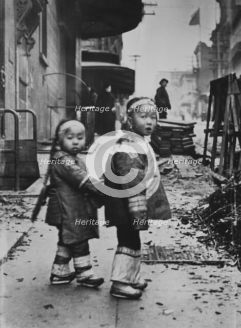 Their first photograph, Chinatown, San Francisco, between 1896 and 1906. Creator: Arnold Genthe.
