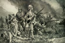Their Ordeal of Fire: The Grenadier Guards at the Battle of Biddulph's Berg 1901. Creator: Richard Caton Woodville II