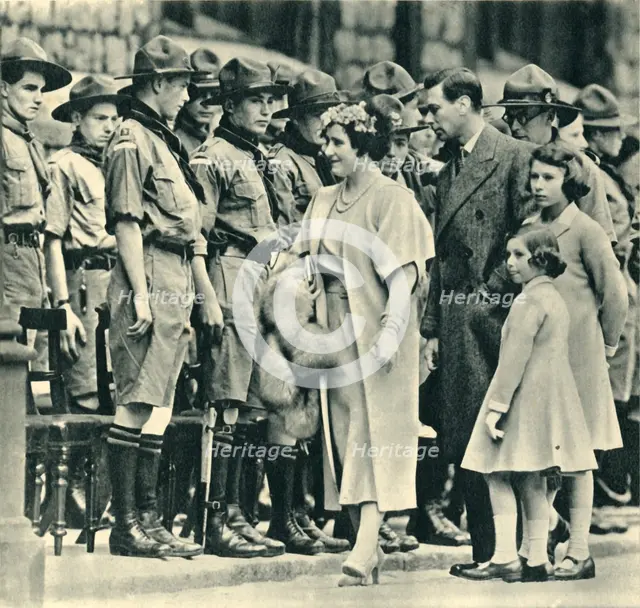 'Their Majesties, The King and Queen, with the Princesses Inspecting Boys Who Have Become Scouts Des Creator: Unknown.