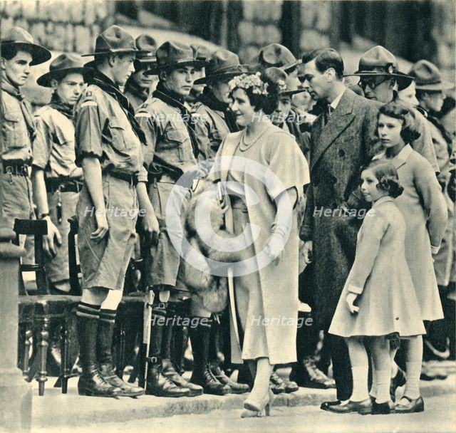 'Their Majesties, The King and Queen, with the Princesses Inspecting Boys Who Have Become Scouts Des Creator: Unknown.