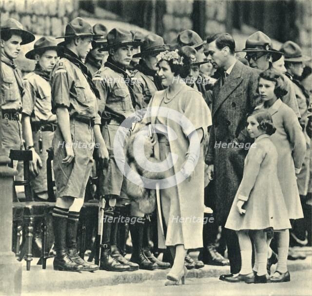 'Their Majesties, The King and Queen, with the Princesses Inspecting Boys Who Have Become Scouts Des Creator: Unknown.