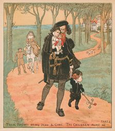 Their Parents Being Dead & Gone, The Children Home He Takes c1878. Creator: Randolph Caldecott