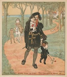 Their Parents Being Dead & Gone, The Children Home He Takes c1878. Creator: Randolph Caldecott