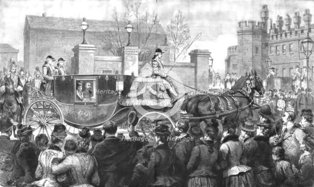 ''Their Royal highnesses The Prince and Princess of Wales Leaving Marlborough House for Her Majesty' Creator: Unknown.