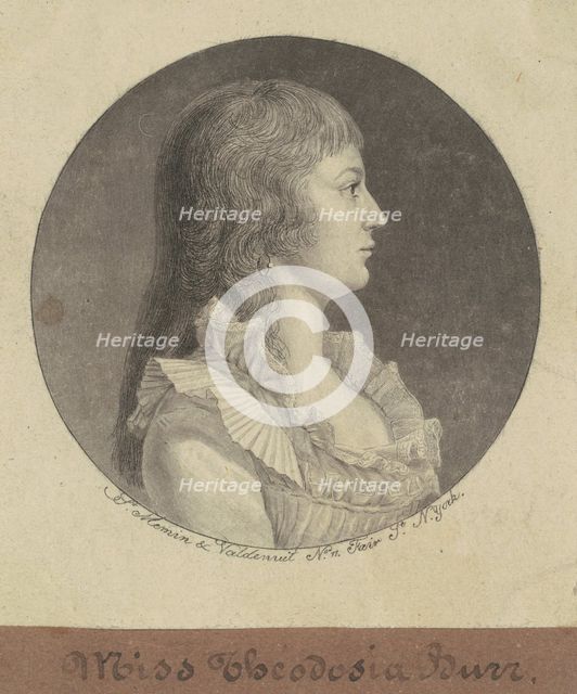 Theodosia Burr, 1796. Creator: Charles Balthazar Julien Févret de Saint-Mémin.