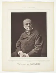 Théodore de Banville, [French poet and writer], c. 1876. Creator: Emile Tourtin