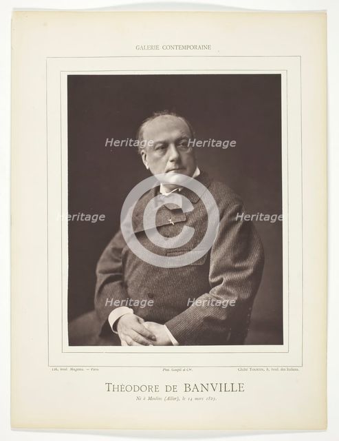 Théodore de Banville, [French poet and writer], c. 1876. Creator: Emile Tourtin.