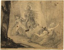 Theodore Meets in the Wood the Specter of His Ancestor Guido Cavalcanti, Chasing..., 1783. Creator: Henry Fuseli