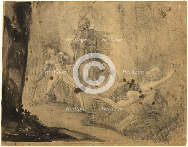 Theodore Meets in the Wood the Specter of His Ancestor Guido Cavalcanti, Chasing..., 1783. Creator: Henry Fuseli.