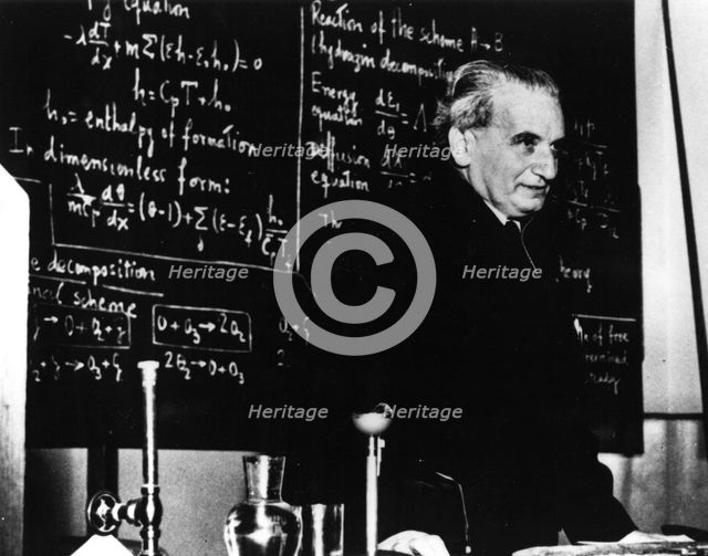 Theodore von Karman at the Caltech Jet Propulsion Laboratory, Pasadena, California, USA, 1950.  Creator: Unknown.