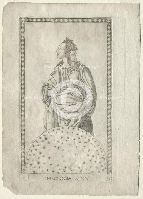 Theology (from the Tarocchi, series C: Liberal Arts, #30), before 1467. Creator: Master of the E-Series Tarocchi (Italian, 15th century).