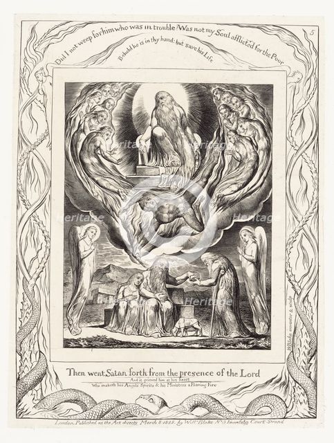'Then went Satan forth from the presence of the Lord', 1825. Creator: William Blake.