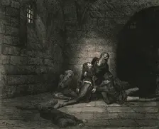 "Then Geddo at my feet outstretch'd did fling him, crying, Hast no help for me my father!'", c1890. Creator: Gustave Doré