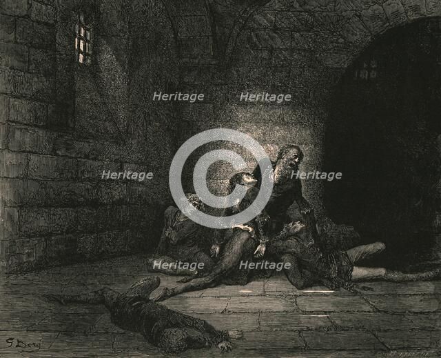 "Then Geddo at my feet outstretch'd did fling him, crying, 'Hast no help for me my father!'", c1890. Creator: Gustave Doré.