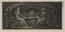 Thenot and Colinet Eat Their Evening Meal, from Thornton's Pastorals of Virgil, 1821. Creator: William Blake