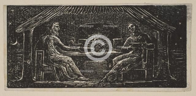 Thenot and Colinet Eat Their Evening Meal, from Thornton's Pastorals of Virgil, 1821. Creator: William Blake.