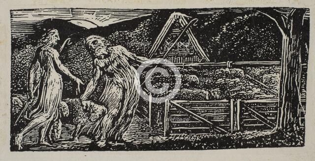 Thenot and Colinet Lead Their Flocks Together, from Thornton's Pastorals of Virgil, 1821. Creator: William Blake.