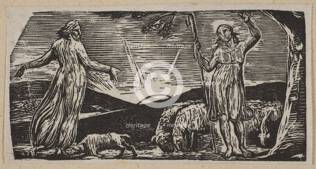 Thenot Remonstrates With Colinet, from Thornton's Pastorals of Virgil, 1821. Creator: William Blake.