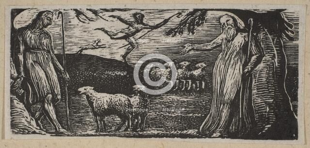 Thenot Remonstrates with Colinet, Lightfoot in the Background, from Thornton's Pastorals o..., 1821. Creator: William Blake.