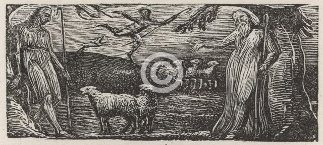 Thenot Remonstrates with Colinet: Lightfoot in the Distance, 1821.  Creator: William Blake.