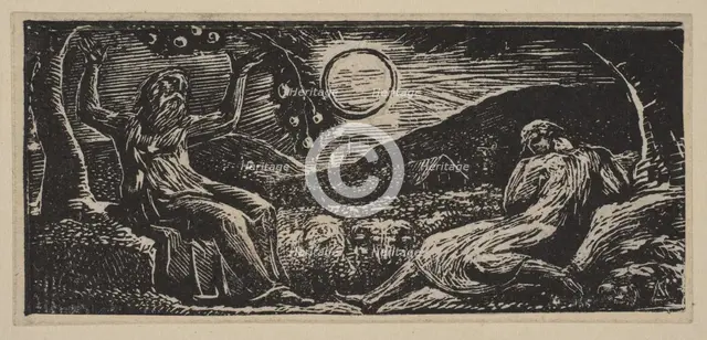 Thenot Under a Fruit Tree, from Thornton's Pastorals of Virgil, 1821. Creator: William Blake.