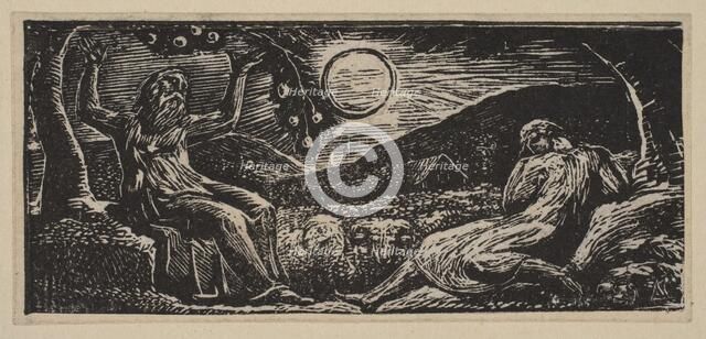 Thenot Under a Fruit Tree, from Thornton's Pastorals of Virgil, 1821. Creator: William Blake.