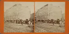These 4 houses were moved 175 feet, without any injury to them whatever, c1850-1930. Creator: Unknown