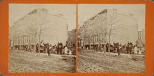These 4 houses were moved 175 feet, without any injury to them whatever, c1850-1930. Creator: Unknown