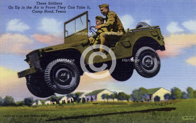 'These Soldiers Go Up in the Air to Prove They Can Take It, Camp Hood, Texas', USA, 1943. Artist: US Army Signal Corps