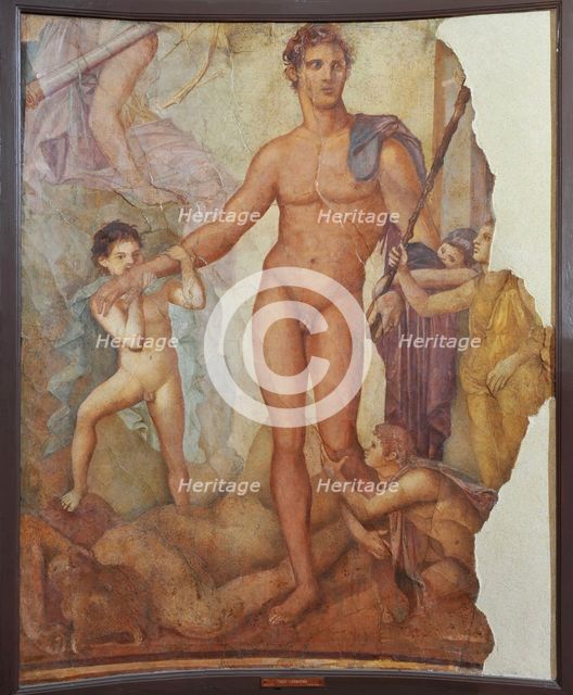 Theseus the Liberator. Ancient Roman fresco from Herculaneum Basilica.