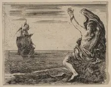 Theseus and Ariadne, from Game of Mythology (Jeu de la Mythologie), 1644. Creator: Stefano della Bella