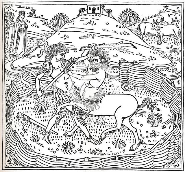 Theseus and the Centaur, Plutarch: Vitae Parallelae, 1491, (1917). Artist: Unknown