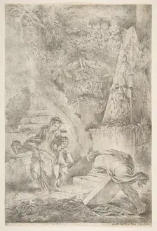 Theseus finding his father's arms, 1645 (published 1648). Creator: Giovanni Benedetto Castiglione