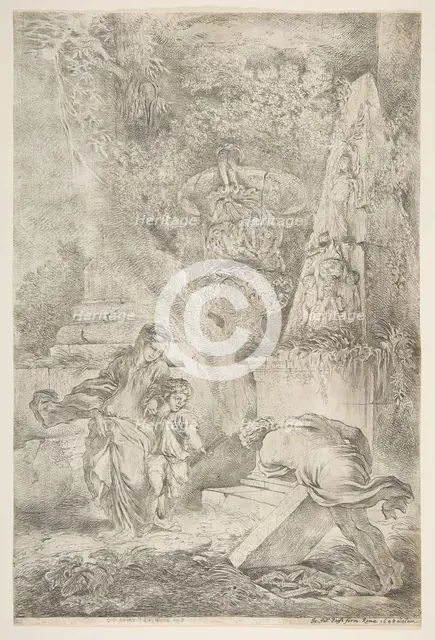 Theseus finding his father's arms, 1645 (published 1648). Creator: Giovanni Benedetto Castiglione.