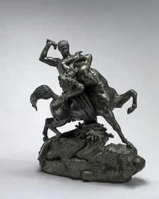 Theseus Fighting the Centaur Bienor, model 1849, cast 1873. Creator: Antoine-Louis Barye