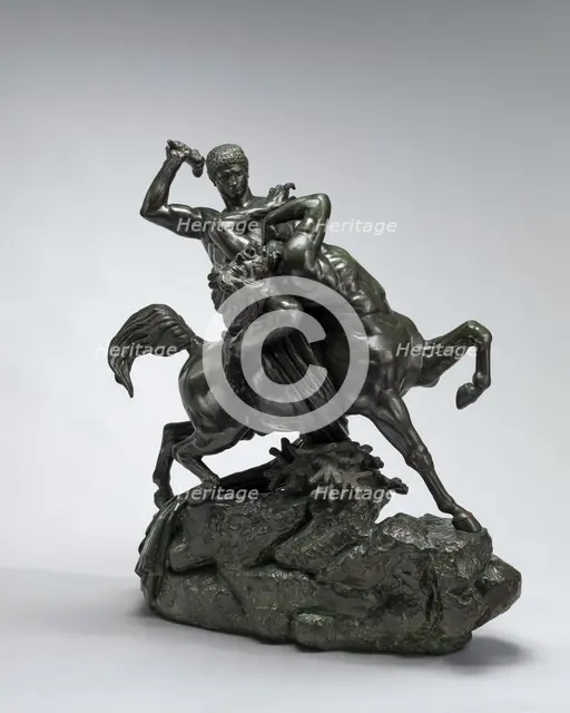 Theseus Fighting the Centaur Bienor, model 1849, cast 1873. Creator: Antoine-Louis Barye.