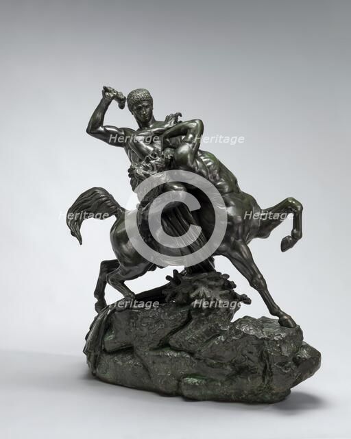 Theseus Fighting the Centaur Bienor, model 1849, cast 1873. Creator: Antoine-Louis Barye.