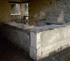 Thermopolium, commercial establishment (restaurant), Herculaneum, Italy, 2002. Creator: LTL