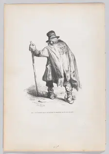 There are men who walk around begging on fertile ground from Scenes from the Privat..., ca. 1837-47. Creator: Joseph Hippolyte Jules Caque