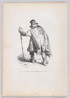 There are men who walk around begging on fertile ground from Scenes from the Privat..., ca. 1837-47. Creator: Joseph Hippolyte Jules Caque