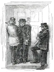 There are three men waiting outside, and I'm afraid to go out, 1850. Creator: Unknown