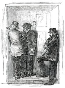 There are three men waiting outside, and I'm afraid to go out, 1850. Creator: Unknown