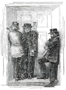 There are three men waiting outside, and I'm afraid to go out, 1850. Creator: Unknown